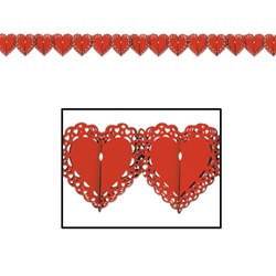 Red Lace Heart Garland