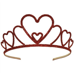 Glittered Metal Heart Tiara