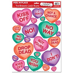 Non-Romantic Candy Heart Peel N Place (23/sheet)