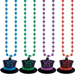 New Year Beads with Top Hat Medallion (1/pkg)