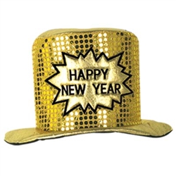 Gold Glitz N Gleam Happy New Year Top Hat