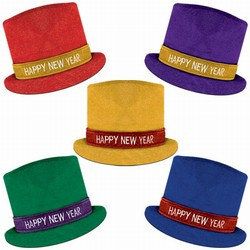 Glitz N Sparkle Happy New Year Top Hat (Assorted Colors)