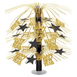 Add classic black and gold style to your New Year's Eve party table with this Happy New Year Cascade Centerpiece.  Adds shine, movement, interest and fun to your holiday table .