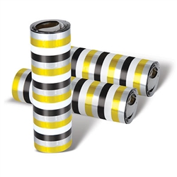 Turn decorating into a celebration with the Black, Gold, Silver and White Metallic Serpentines! Separate the throw from the roll at the indicated line, hold the center fold and throw it into the air for a fun, kinetic and colorful streamer.