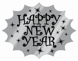 Black and Silver Foil Happy New Year Cutout