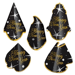 What's the most important New Year's tradition? Wearing a Happy New Year hat of course!  Your guest will love these classic New Year Shimmer Hats in traditional black gold and silver.  Sold 50 per box.