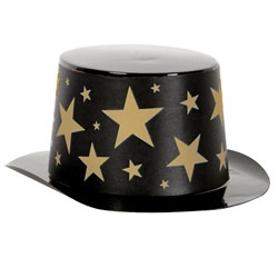 Mini Black Top Hat with Gold Star Band