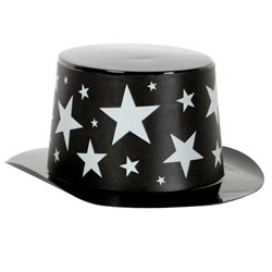 Mini Black Top Hat with Silver Star Band