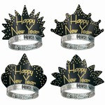 Sparkling Black and Gold New Year Tiaras (sold 50 per box)