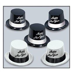 Black and White Happy New Year Legacy Top Hats