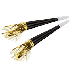 Black Foil Horns w/Gold Tassel