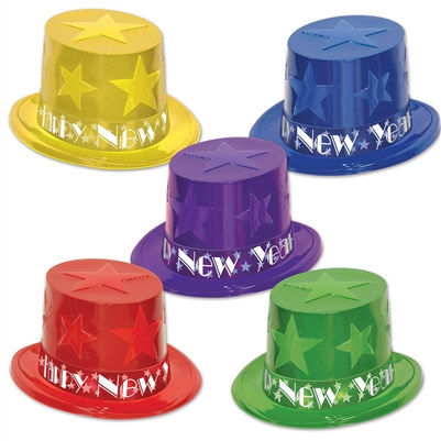 Assorted Colors New Year Star Top Hat Party Pack of 25