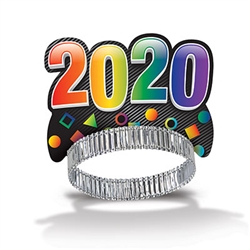 Celebrate New Year's Eve in style and give your guests a memento to remember the celebration with these assorted 2020 Party Tiaras. Sold in quantities of 50, they're sure to be a "crowning" success. One size fits most with adjustable headband.