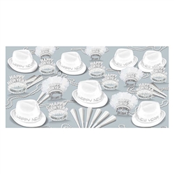 The Chairman White Asst for 50 adds elegance and class to your New Year celebration! This high-quality collection of hats, tiaras, horns and beads in stylish white adds the perfect finishing touch to your outfit!