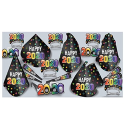 Outfit everyone in with this 2020 Midnight Asst for 10.  This assortment is perfect to get everything you need for a party of up to 10 people that are ready to have a fun night.
The assortment includes hats, horns and glasses.