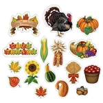These Thanksgiving Cutouts represent a variety of fall and Thanksgiving themed icons. Printed on both sides of card stock, the cutouts can be used for a wide variety of decorating or DIY crafts. 16 pieces per package. Size range from 4.5 to 13.25 inches.