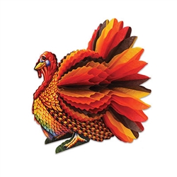 Add your own flock of turkeys to your Thanksgiving table with this 4 pack of Tissue Turkey Centerpieces!  Completely assembled, they open full round and stand 9 inches tall.  Printed on highest quality cardstock in vibrant seasonal colors.