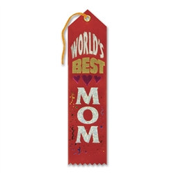 Red and White World's Best Mom Ribbon