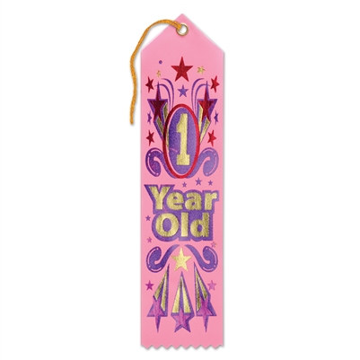 Pink 1 Year Old Award Ribbon