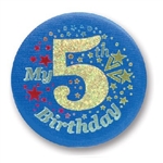Blue My 5th Birthday Satin Button
