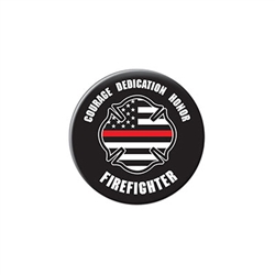 Let those who serve your community know how much they are appreciated with this striking Courage Dedication Honor Firefighter Button.
2 inch diameter with pin on the back.

Please Note: Not intended for children under 14 years old.