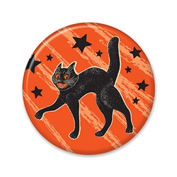 Vintage Halloween Scratch Cat Button