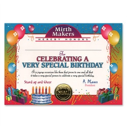 Very Special Birthday Award Certificates