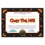 Over The Hill Award Certificates