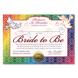 Bride To Be Award Certificates