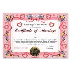 Certificate of Marriage Award Certificates