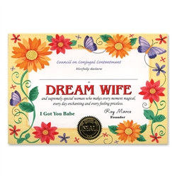 Dream Wife Award Certificates