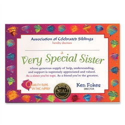 Very Special Sister Award Certificates