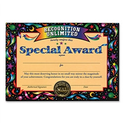 Special Award Award Certificates