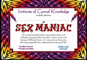 Sex Maniac Certificate