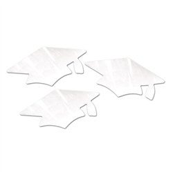 White Grad Cap Cutouts (3/Pkg)