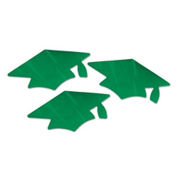 Green Grad Cap Cutouts (3/Pkg)
