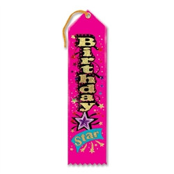 Pink Birthday Star Jeweled Ribbon
