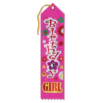 Pink Birthday Girl Jeweled Ribbon