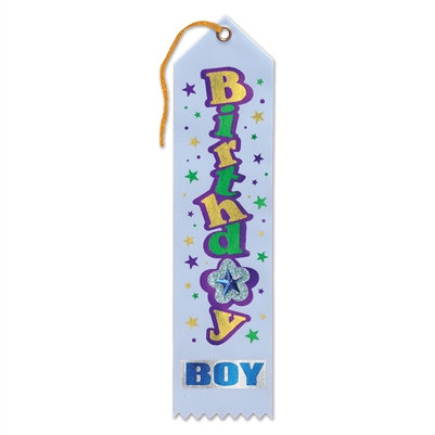 Light Blue Birthday Boy Jeweled Ribbon