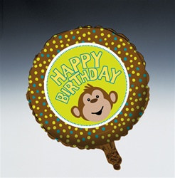 Happy Birthday Monkey Mylar Balloon