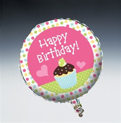 Cupcake Happy Birthday Mylar Balloon
