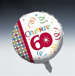 Birthday Celebration 60th Metallic Mylar Balloon