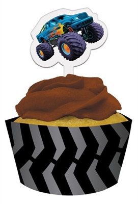 Monster Truck Cupcake Wrappers with Picks (12/pkg)