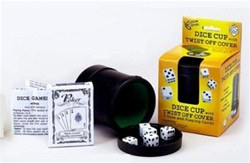Dice Cup with Dice and Playing Cards