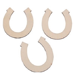 The DIY Unfinished Wood Horseshoes measure 3 1/2 inches tall and 3 inches wide. They can be decorated with paint, markers, stickers, or anything you want! Contains twelve (12) per package.