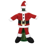 The 2-piece plush red and white fabric Santa suit includes coat and hat and transforms any ordinary bottle of wine into a conversation piece. Simply slide pieces over bottle to dress. Perfect for hostess gifts or holiday table decorating! One set per pkg.