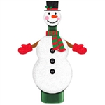 The 2-piece felt snowman dressed in mittens, scarf and top hat will adorn your favorite bottle of wine and transform it into a fantastically fun holiday gift. Simply slide the felt body over the neck of a bottle, and place the head over the top. 1 per pkg