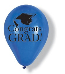 Blue Congrats Grad Latex Balloons