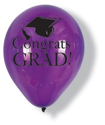 Purple Congrats Grad Latex Balloons