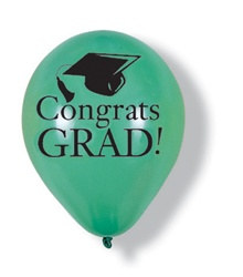 Green Congrats Grad Latex Balloons